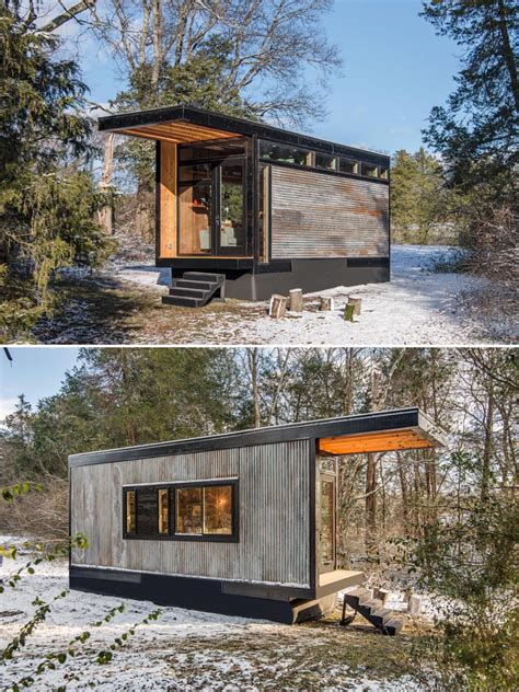 tiny house with corrugated metal siding|tiny metal house ideas.